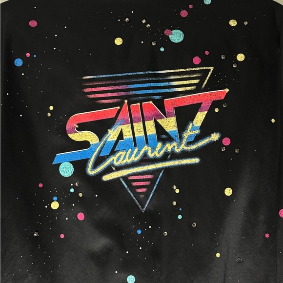 Saint Laurent Satin Bomber Jacket with Logo and Crystals - Picture 3 of 6